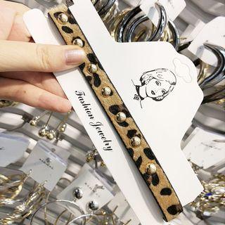 Leopard Print Stud Choker As Shown In Figure - One Size