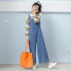 Wid-leg Denim Jumper Pants