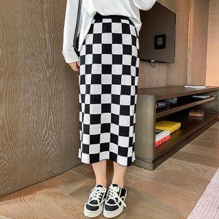 Checkerboard Midi Skirt