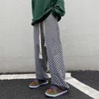 Checkerboard Drawstring-cuff Pants