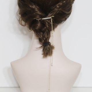 Faux Pearl Fringed Hair Pin White Faux Pearl - Gold - One Size