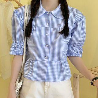 Short-sleeve Blouse / Ruffle Hem Camisole