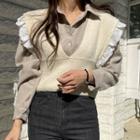 Eyelet-lace Trim Tie-back Knit Vest