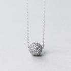 925 Sterling Silver Rhinestone Ball Pendant Necklace
