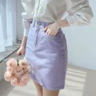 Zip-fly Pastel Tone Miniskirt