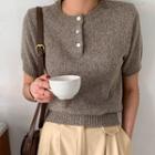 Colored Short-sleeve Knit Henley