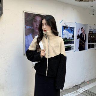 Color-block Fleece Jacket As Shown In Figure - One Size