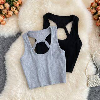 Plain Open Back Halter Tank Top
