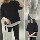 3/4-sleeve Mock Two Piece T-shirt
