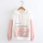 Two-tone Cat Print Hoodie / Straight-cut Jeans / Set