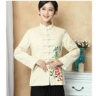 Flower Print Long Sleeve Cheongsam Top