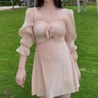 3/4-sleeve Frill Trim Swimdress