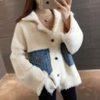 Denim Panel Buttoned Knit Jacket