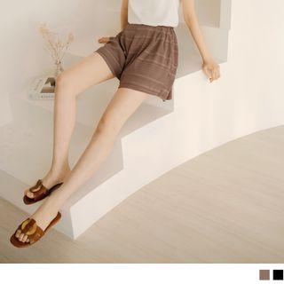 Mid-rise Striped Chiffon Shorts