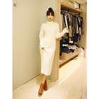 Long Sleeve Loose-fit Plain Knitted Long Dress