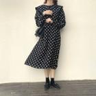 Lace Trim Polka Dot Dress Black - One Size