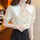 Puff-sleeve Collar Lace Blouse