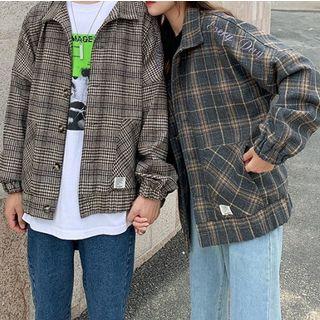Couple Matching Buttoned Plaid Jacket
