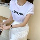 Letter Round-neck Cotton T-shirt