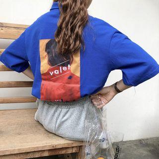 Elbow-sleeve Printed Polo Shirt / Wide-leg Shorts