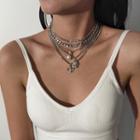 Set Of 5: Chain Necklace 1204 - Silver - One Size