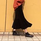 Ruffle-hem Midi Velvet Skirt
