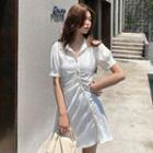 Set: Short-sleeve Asymmetrical A-line Mini Shirtdress + Slipdress