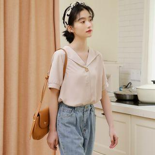 Elbow-sleeve Metal Accent Shirt