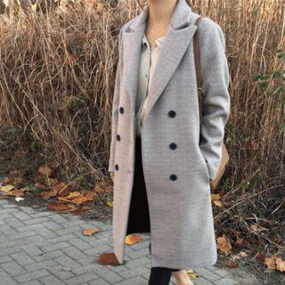 Peaked-lapel Herringbone Coat