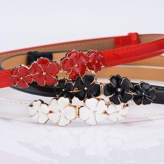 Floral Accent Faux Leather Belt