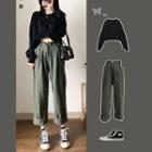 Cropped Sweatshirt / Wide-leg Pants / Set