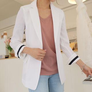 Single-breasted Flap-detail Linen Blend Jacket