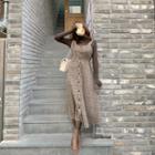 Button-up Plaid Long Overall Dress