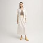 Set: V-neck Banded-hem Blouse + Long Skirt