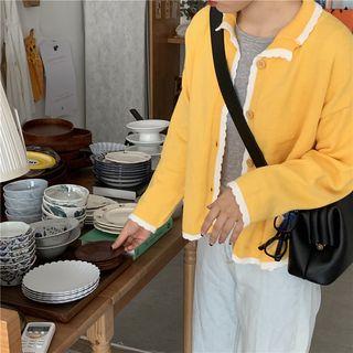 Long Sleeve Ruffle Trim Cardigan