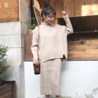 Mock Two-pieces Knit Top + Skirt