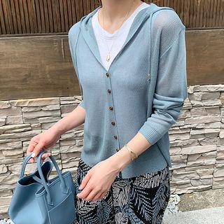 Hooded Rib-knit Cardigan