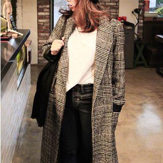 Plaid Midi Single-button Coat