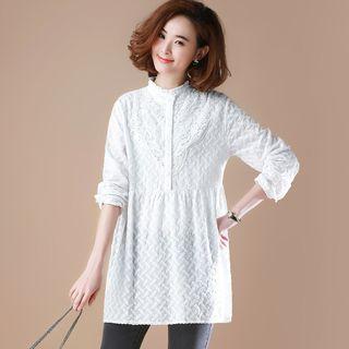 Half Placket Long-sleeve Top