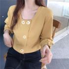 Square Collar Long-sleeve Cropped Shirt