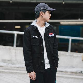 Velcro Pocket Button Hooded Jacket