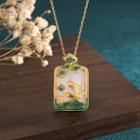 Carp Fish Faux Gemstone Pendant Alloy Necklace Cp479 - Gold - One Size