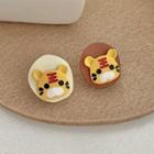Tiger Alloy Earring 1 Pair - S925 Silver Needle Earrings - Yellow - One Size