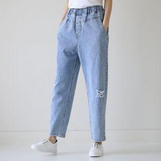 Distressed Baggy-fit Jeans Blue - One Size