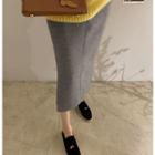 Seam-detail Slit-side Long Skirt