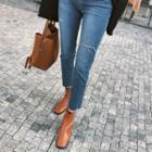 Slit-knee Distressed Slim-fit Jeans