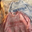 Short-sleeve Letter Embroidered Tie Dye T-shirt