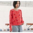 Cherry Pattern Cardigan Red - One Size