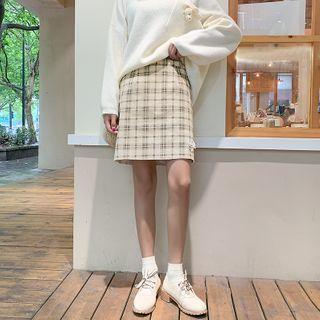 Corduroy Gingham A-line Skirt