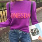 Crew-neck Lettering Colored Sweater